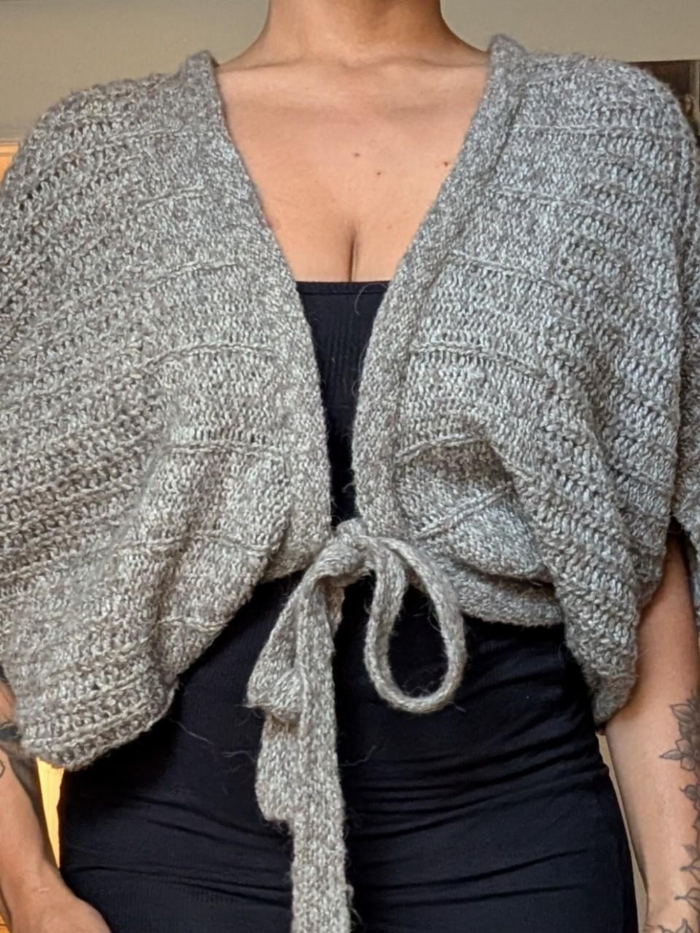 Vintage Aldo Martin's Cropped Tie-Front Knit Sweater Cardigan